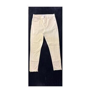 Ann Taylor LOFT Yellow High-Rise Skinny Jeans Size 10 Fringe Hem 27” Inseam